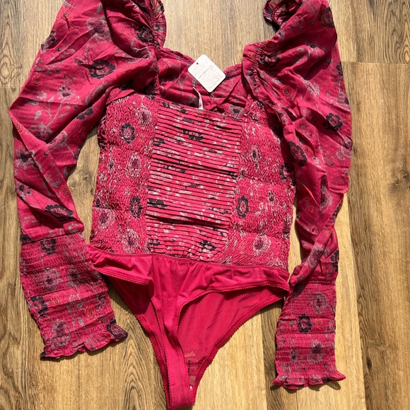 Free People Red Brunch Date Bodysuit - Picture 2 of 5
